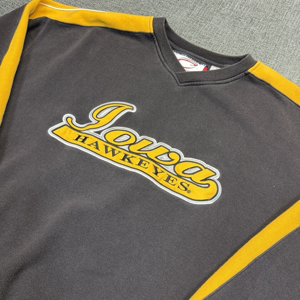 Vtg Iowa Hawkeyes Cadre Athletic Crewneck Sweatshirt XL Black Gold